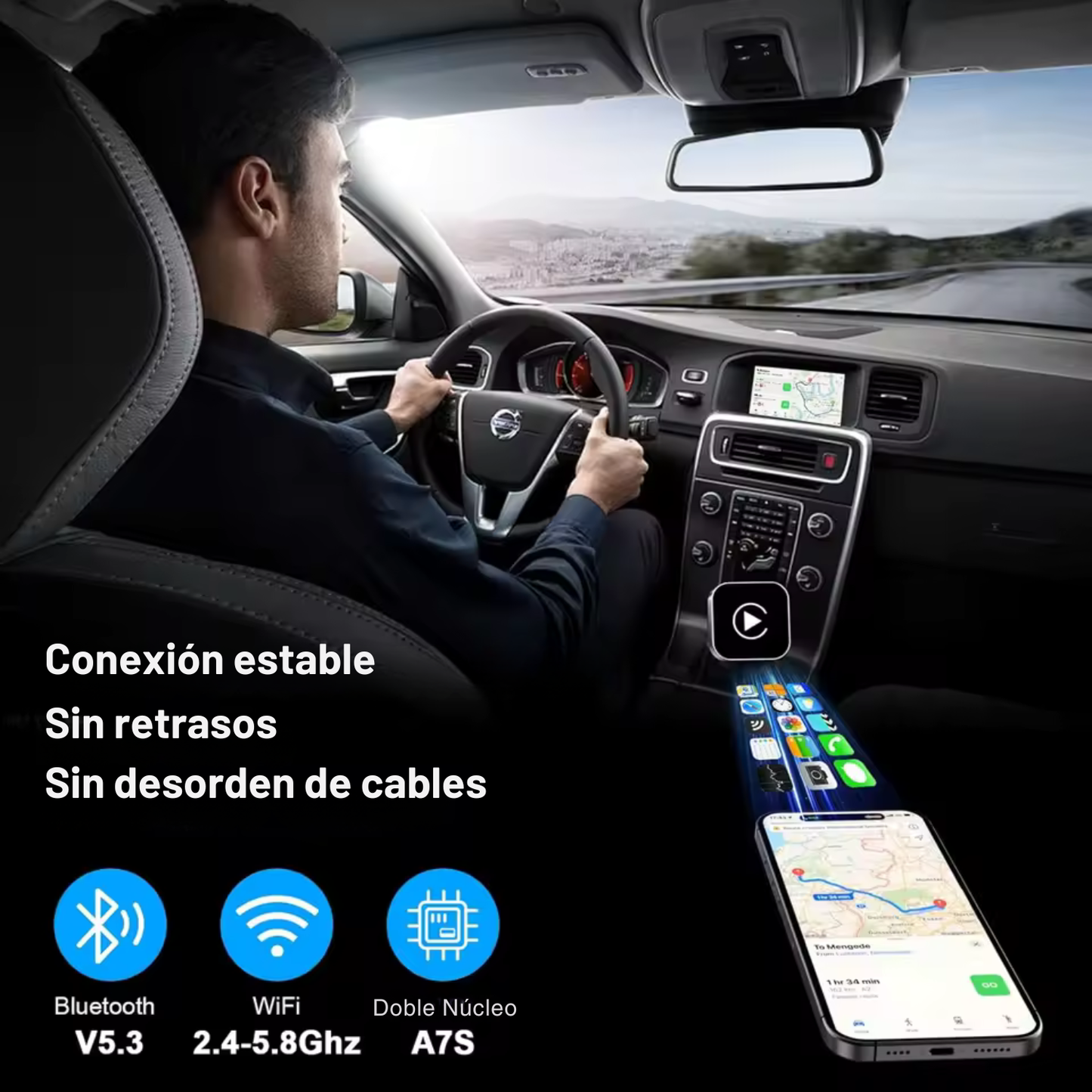 DriveSync Pro 2 ™ - No es solo CarPlay. Tu copiloto definitivo.